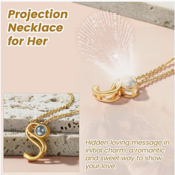 Projection I Love You Necklace, Letter C - Picture 3 of 14
